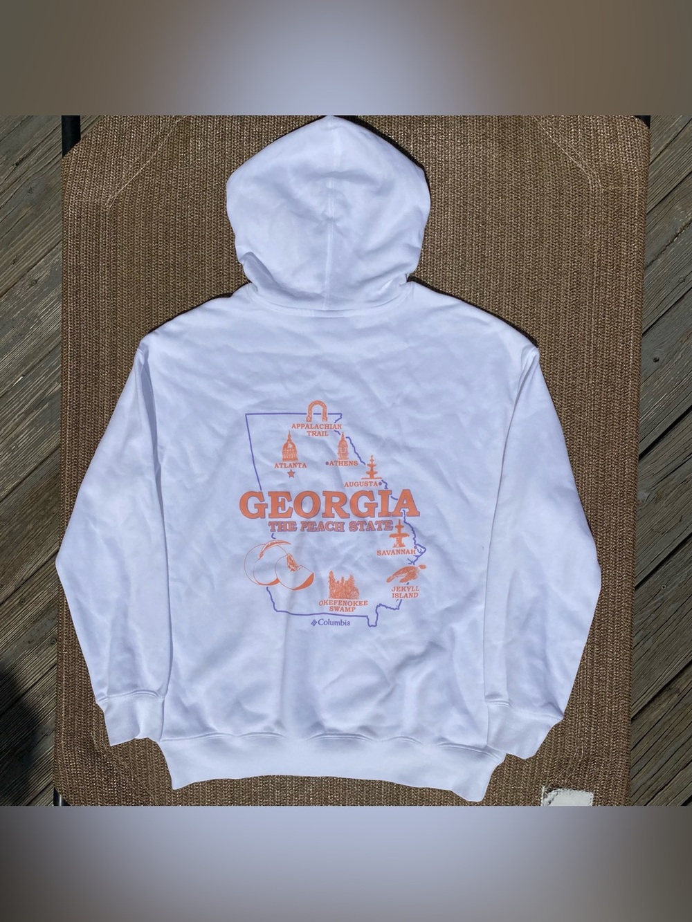 Columbia Georgia Peach State Map Graphic Pullover Hoodie M